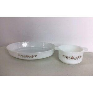Dynaware Serving Dish Set of 2 Vintage Milk Glass